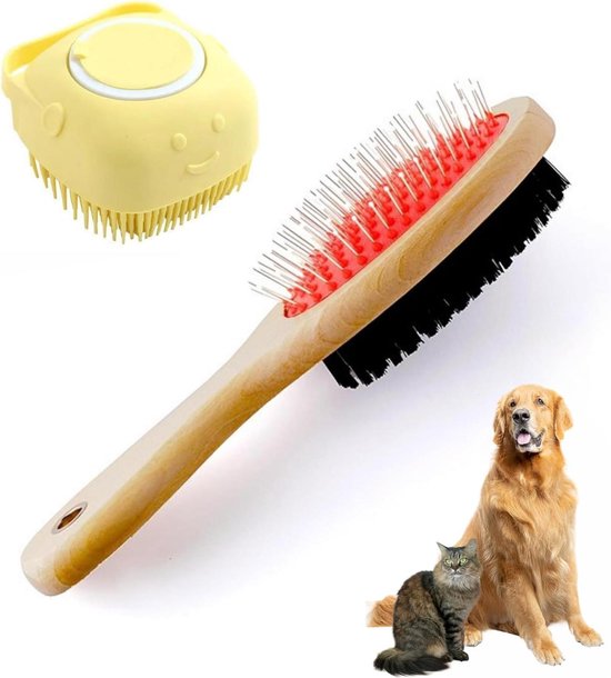 Hondenborstel En Pelskam - Zacht Siliconen Borstel Voor Honden En Katten, Roze