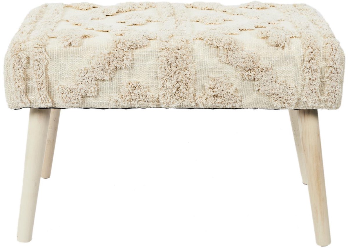 Home Deco Factory Bijzet krukje Berber Mirage - naturel - hout - 60 x 40 x 32 cm - Marokkaanse stijl