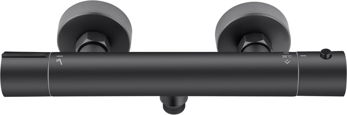 DERW MAX Thermostatische Douchekraan - 15 cm - Waterbesparend - Met CoolTouch Technologie - Inclusief Koppelingen - Zwart
