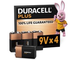 Duracell Plus 9V - alkaline batterijen - 6LR61 - 4 stuks