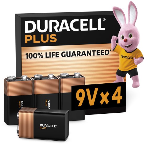 Duracell Plus 9V - alkaline batterijen - 6LR61 - 4 stuks