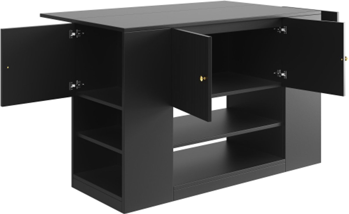 Modern kookeiland, keukenkast, buffetkast, keukenkast met lades en planken, dressoir voor keuken & eetkamer, zwart — cadeau in Cadeau-ideeën - foto 8