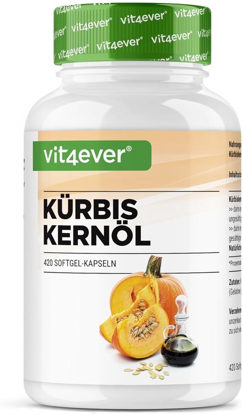 Vit4ever Pompoenzaadolie capsules - koudgeperst met vitamine E - 420 capsules