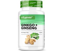 Vit4ever - Ginkgo + Ginseng - 365 Tabletten - Speciaal Extract - Hoge Dosis - Ginkgo Biloba + Koreaanse Ginseng - Premium Kwaliteit - Veganistisch