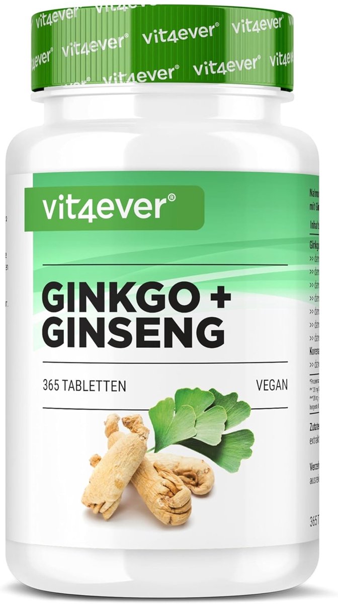 Goedkoopste Vit4ever - Ginkgo Ginseng - 365 Tabletten - Speciaal Extract - Hoge Dosis - Ginkgo Biloba Koreaanse Ginseng - Premium Kwaliteit - Veganistisch