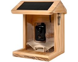 Vogelview -Vogelvoederhuisje - Vogelhuisje met Camera - Hout - AI vogelherkenning - 1080 HD - Audio - Met zonnepaneel