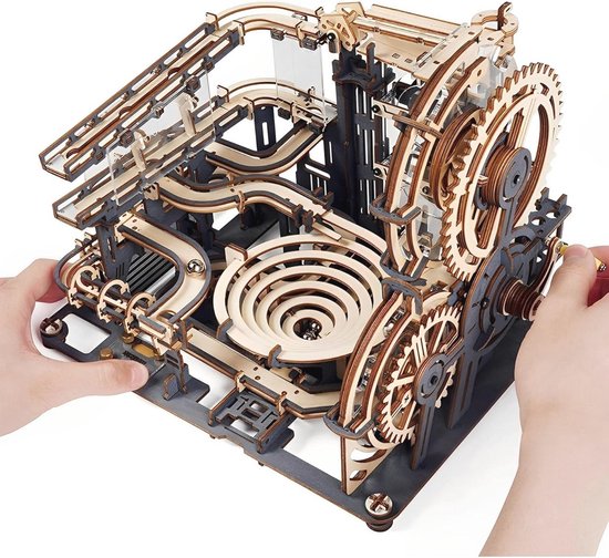 3D Houten Marmeren Loop Raam Night City Puzzel voor Volwassenen en Kinderen