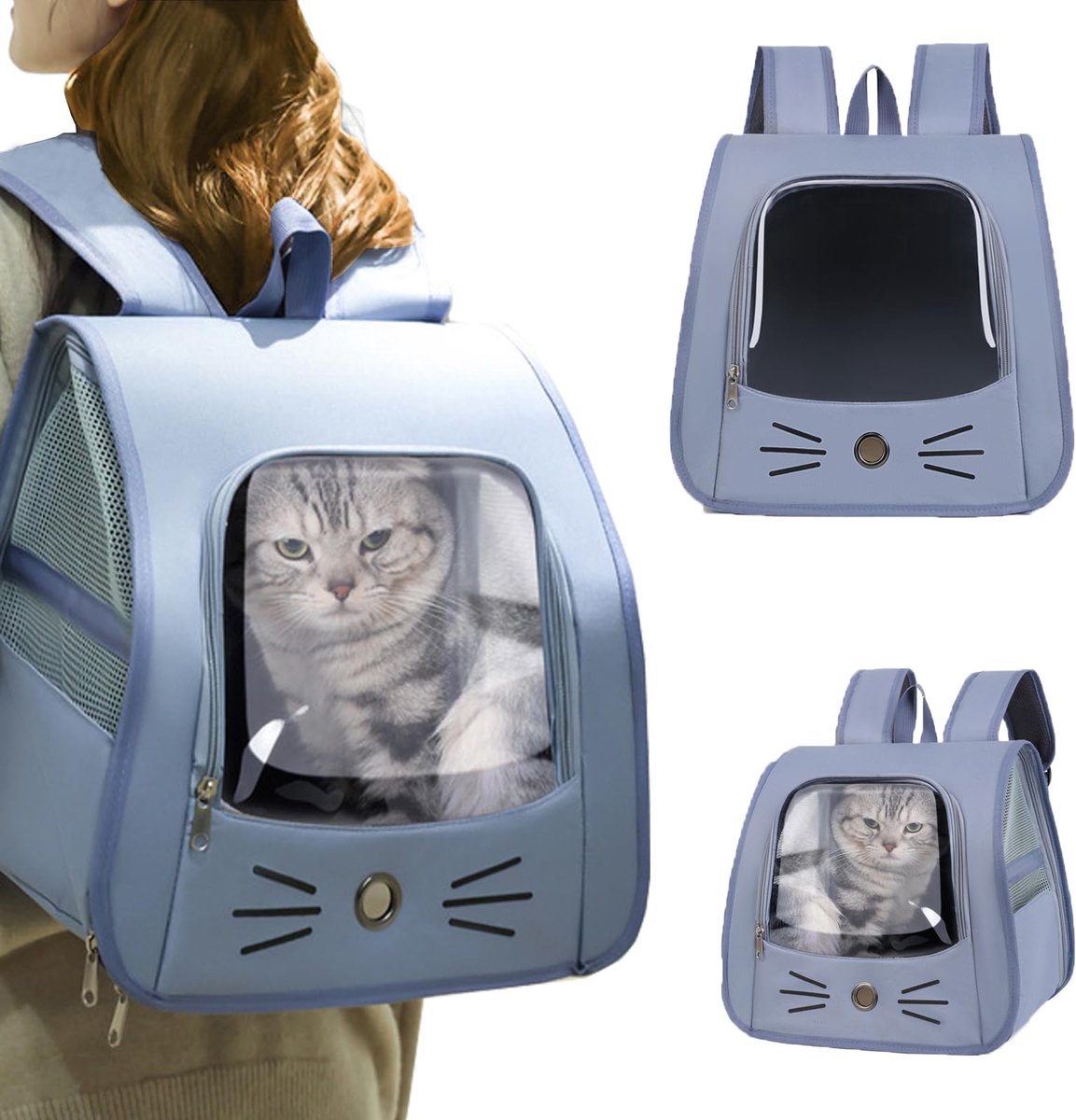 Ibenzoa® Ruime en Ademende Huisdier Rugzak met Opvouwbare Ontwerp voor Katten en Kleine Honden