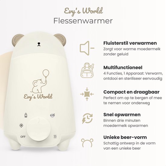 Flessenwarmer Baby 4-in-1 - Snel Opwarmen, Ontdooien, Steriliseren - Voor Flessen, Speentjes & Fopspenen - Elektrisch & Compact - Ideaal voor Borstvoeding & Babyvoeding - Babyuitzet - Babyshower van Merkloos — afbeelding 5