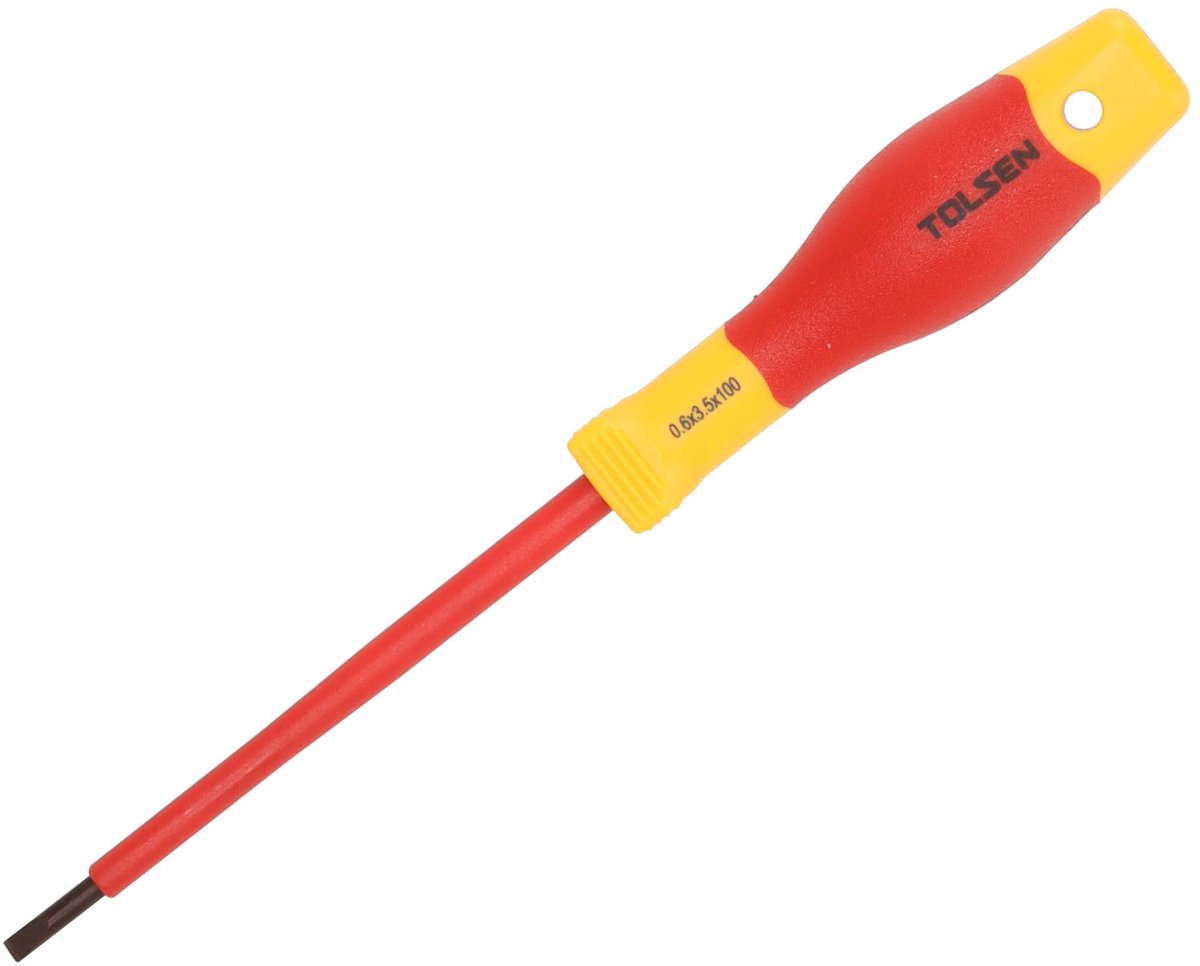 Tolsen Schroevendraaier VDE Premium - Sleufschroevendraaier - Platte schroevendraaier 0.6 x 3.5 x 100 mm