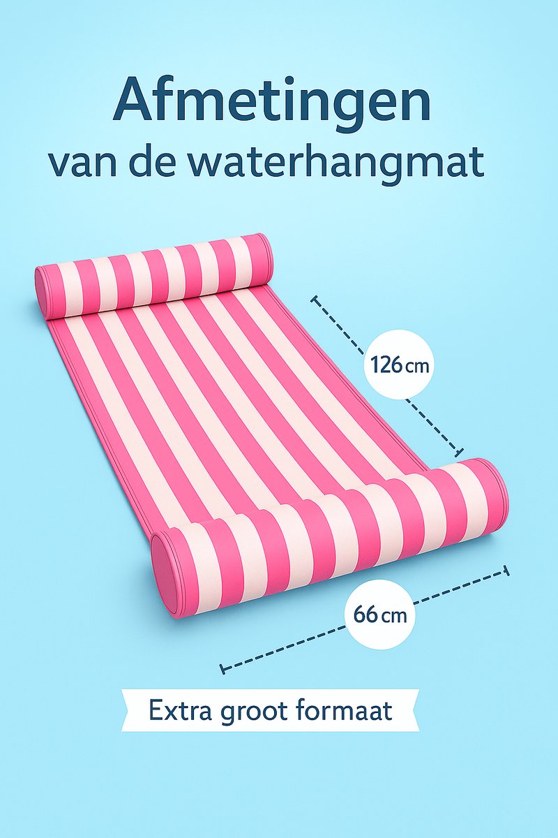 Dicadore - Luxe Waterhangmat - Luchtbed Zwembad - Luchtmatras opblaasbaar - Roze - Zwembad/Strand - Waterspeelgoed - Vakantie — afbeelding 2