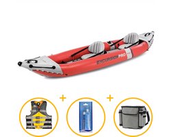Intex opblaasbare kayak | Excursion Pro K2 met peddels en pomp | Kayakpakket | Reparatiekit | Zwemvest | Outwave koeltas