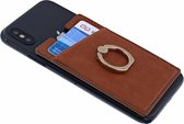 Ntech Peel & Stick universele Smartphone Pocket kaarthouder met een ringstandaard Bruin