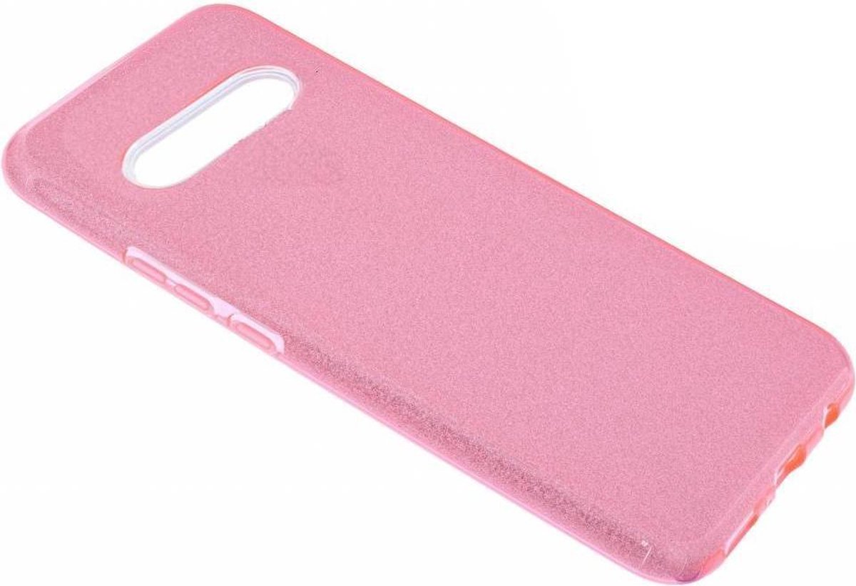 Ntech Hoesje Geschikt Voor Samsung Galaxy S10+ Plus Roze Glitter TPU Back Cover Hoesje