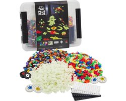 Plus-Plus Glow in the dark Opbergbox Build and 2000 delige bouwset - 3919 - Bouwspeelgoed - Constructiespeelgoed - Set met bouwstenen - Vanaf 5 jaar
