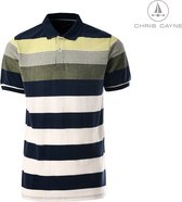 Chris Cayne heren polo shirt - XXL - blauw/groen/offwhite - poloshirt korte mouw - gestreept - pique - streeppatroon