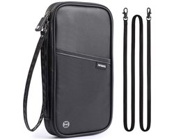 TravelTime® - Paspoort Hoesje - Paspoorthouder - Reisportemonnee - met RFID Pasjeshouder - voor 4 Gezinspaspoort, Kaarten, Vliegtickets, Geld - Zwart