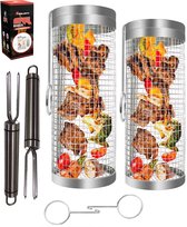 Grelesto Grillmand BBQ Set van 2 - BBQ Accesoires - Barbecue Gereedschap - Vaderdag Cadeau - 20+19 CM