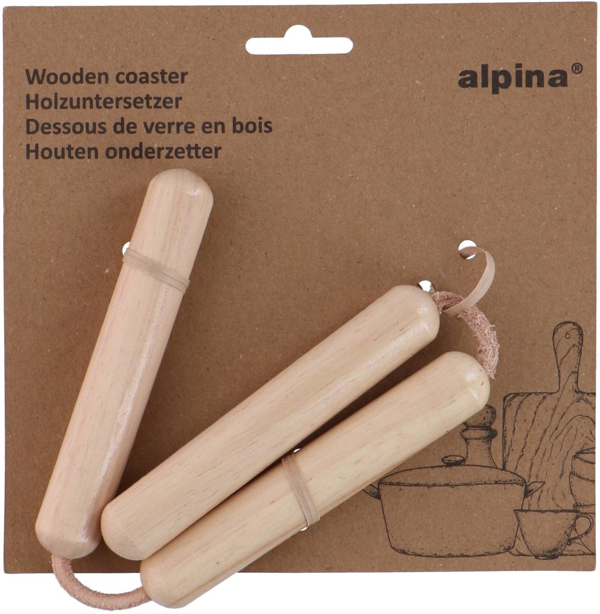 alpina Houten Onderzetter 3 Stuks - Hout