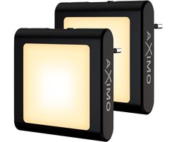 Product: AXIMO Nachtlampje voor Stopcontact LED ZWART - 2 stuks - Met Dag- en Nachtsensor - Dimmer - Warm Wit Licht - Energiezuinige Nachtlampjes voor Baby's, Kinderen en Volwassenen, van het merk 