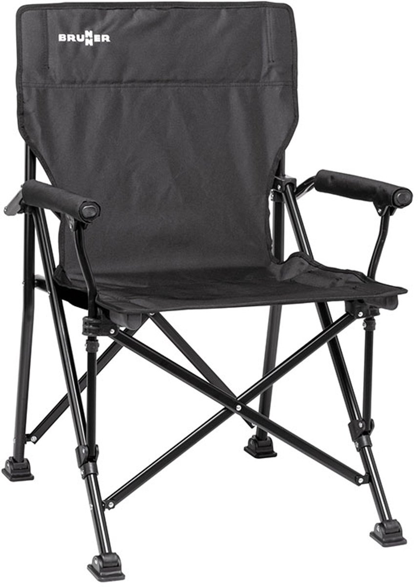 Brunner Klapstoel Cruiser - Zwart - Stalen Frame - Versterkte Polyester Zitting - Lichtgewicht 4,6 kg - 110 kg Draagkracht - 94 x Ø16 cm Ingeklapt