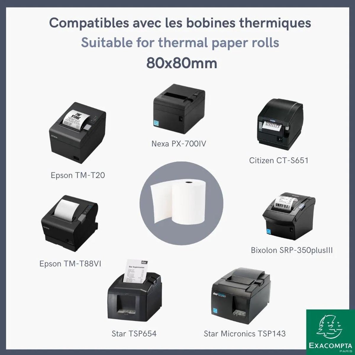 Bobines pour tickets de caisse 76x70x12x44-1 pli 60g/m economique pefc Cuisine Bobines pour tickets de caisse 76x70x12x44-1 pli 60g/m economique pefc Cuisine