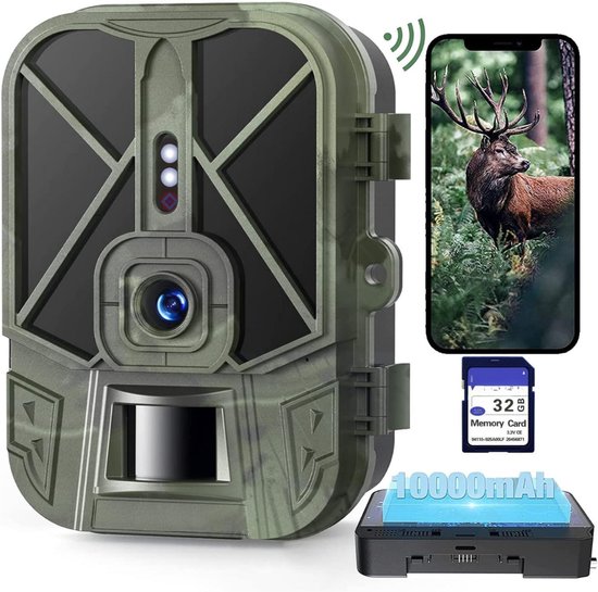 Wildlife 8K videocamera, 60 MP Full HD WiFi met app voor mobiele