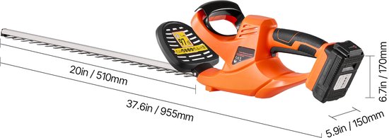 Elektrische Heggenschaar, 1200 O/min, Snoeischaar voor Takken, 20 V 2 A Accu, Heggenschaar met 51 cm Dual-Action Mes & Veilig Ontwerp, Tuingereedschap voor Gras- en Tuinverzorging van Merkloos	 — afbeelding 4