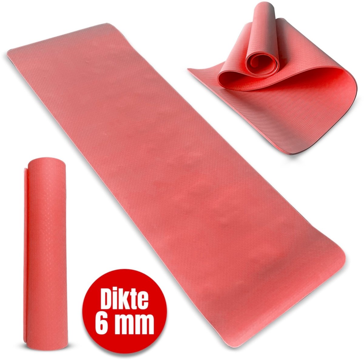 Padisport TPE Yogamat Rood – Pilates Mat – Yoga Mat Anti Slip - Pilatesmat - Yogamat - Fitnessmat