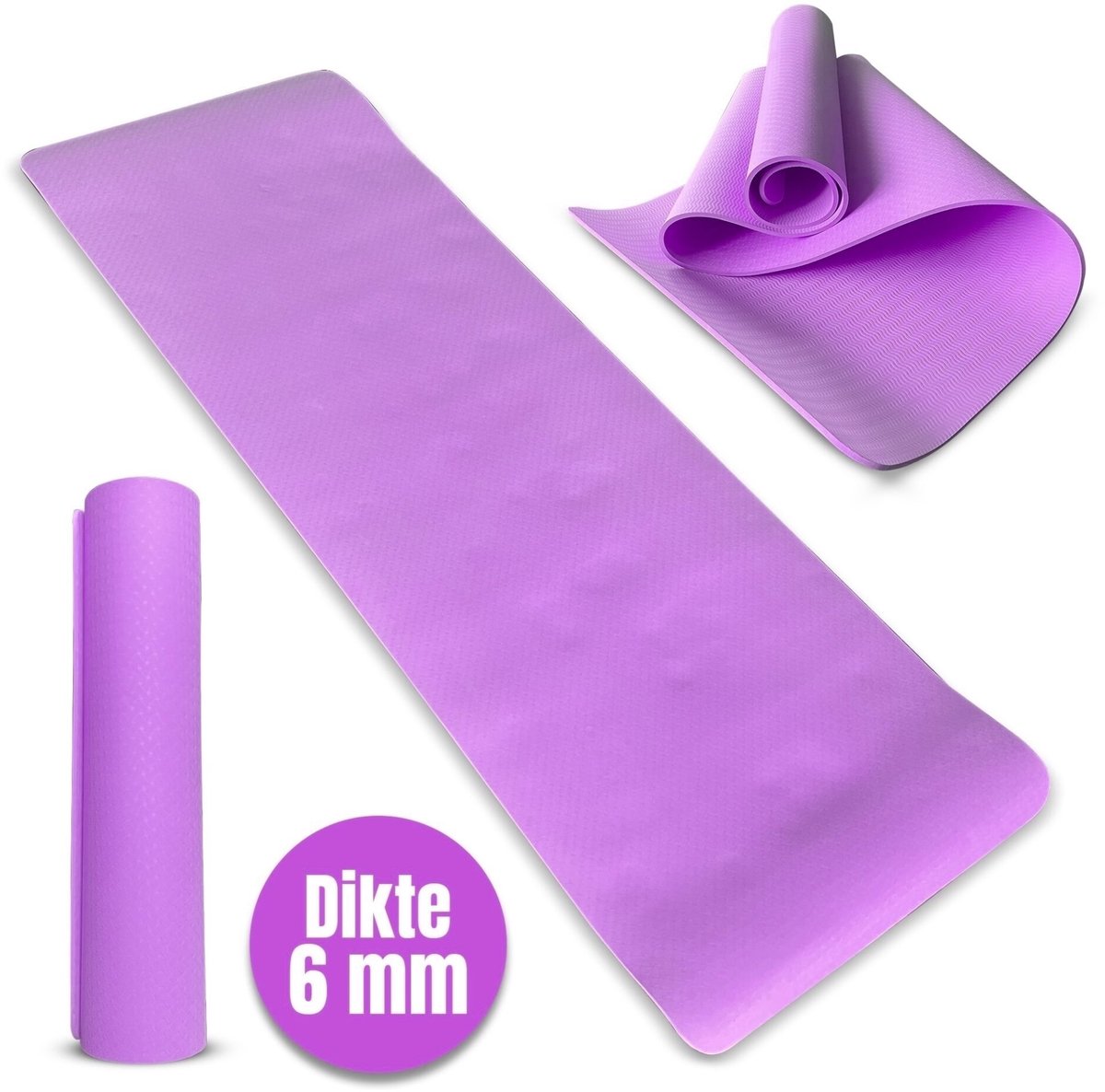 Padisport TPE Yogamat Paars – Pilates Mat – Yoga Mat Anti Slip - Pilatesmat - Yogamat - Fitnessmat