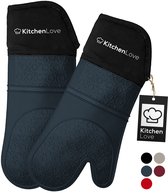 Gants de four en Siliconen KitchenLove - Lot de 2 - Résistantes à la chaleur jusqu'à 250 °C - Certifiées EN407 - Blauw Petrol