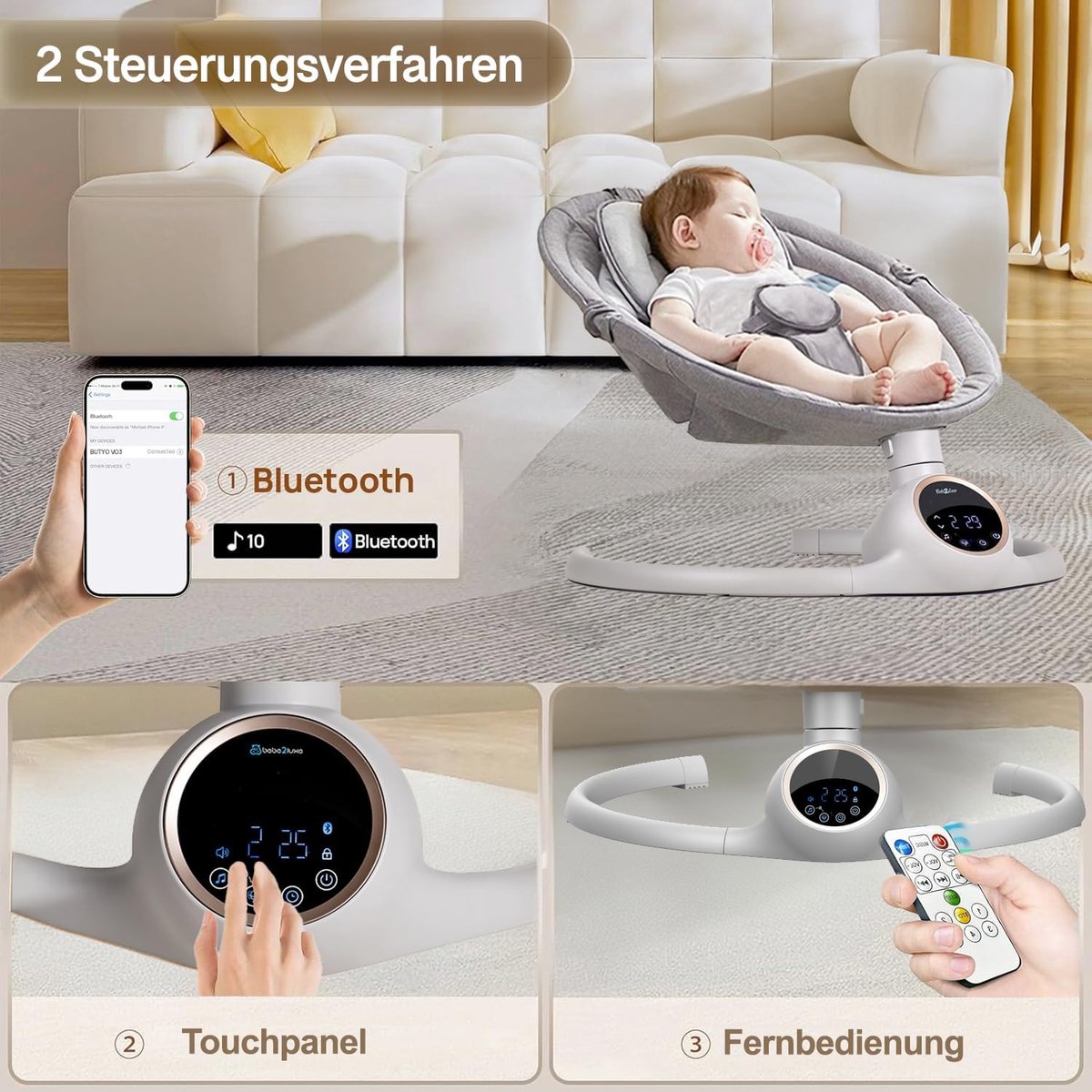 Schommelstoel Baby - Baby Swing - Grijs thumbnail 2