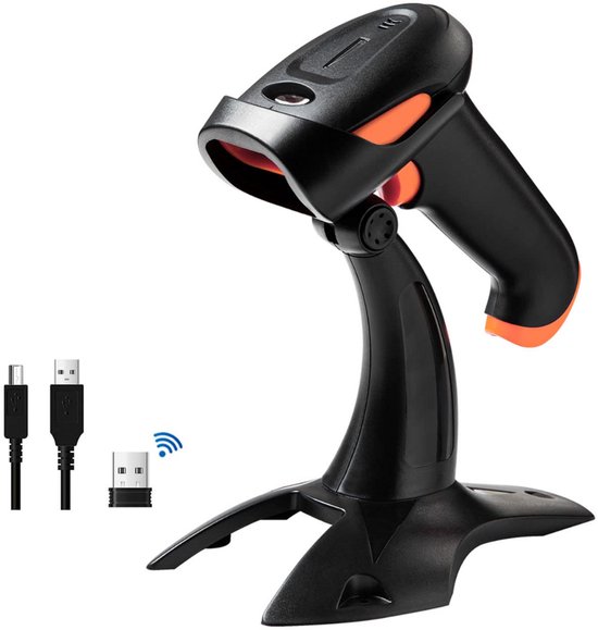 Zavira® Barcode scanner - Hand - Lezer - 1800 mAh - Zwart/Oranje