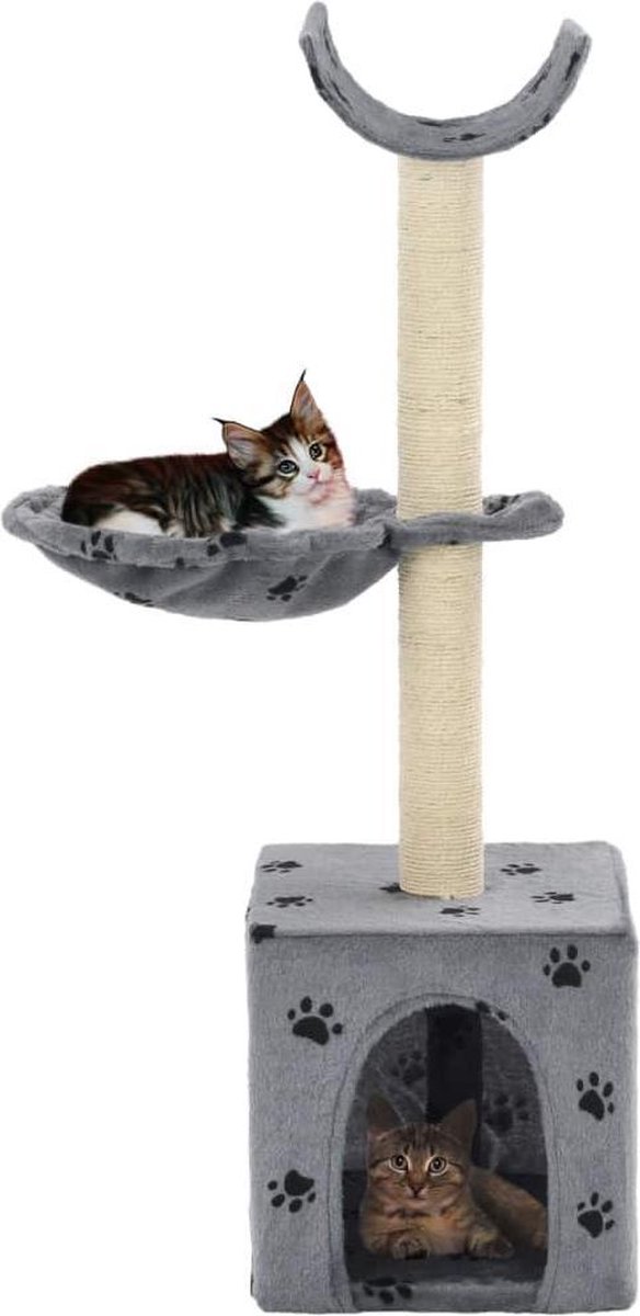 vidaXL Kattenkrabpaal met sisal krabpalen 105 cm pootafdrukken grijs