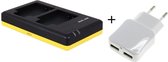 Huismerk Duo lader voor 2 camera accu's Olympus Li-90B + handige 2 poorts USB 230V adapter