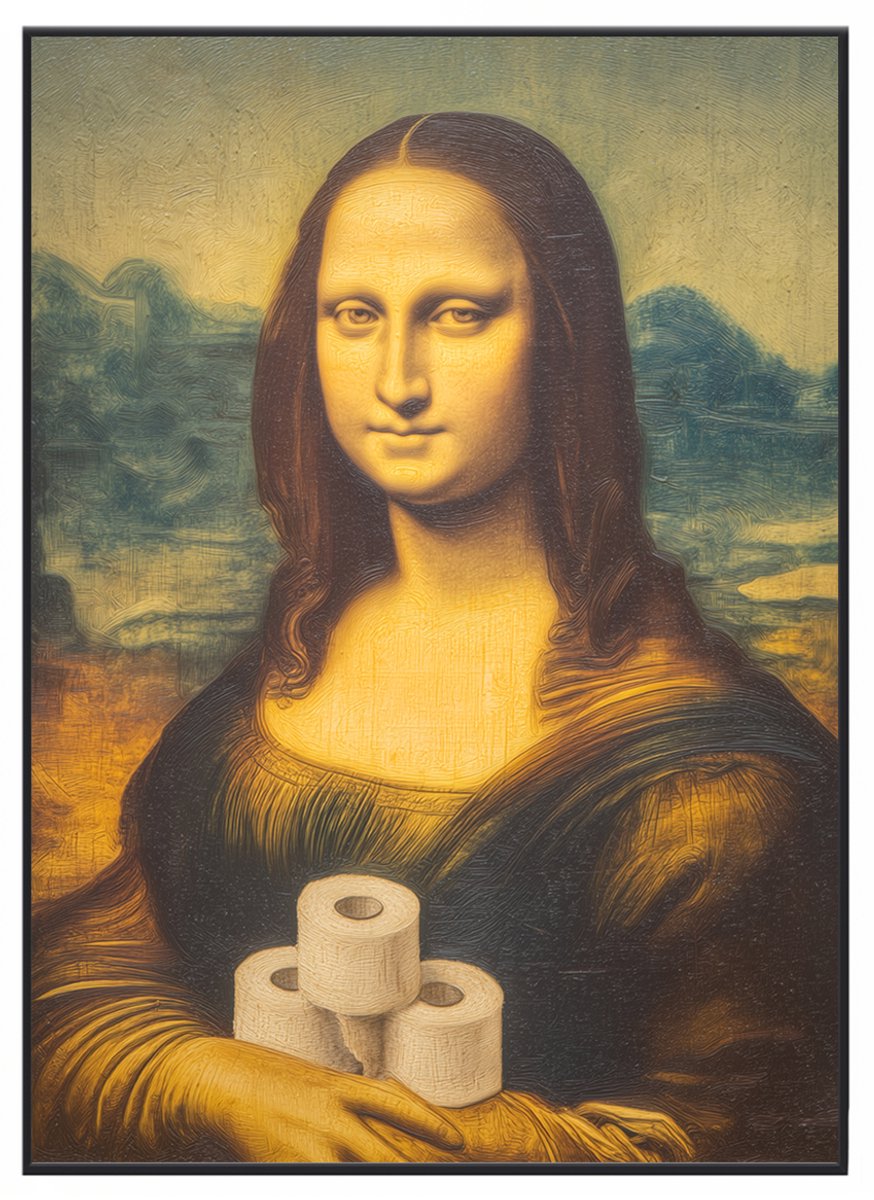 No Filter - WC Poster - Mona Lisa met wc-rollen – Humoristische poster voor het toilet – 3