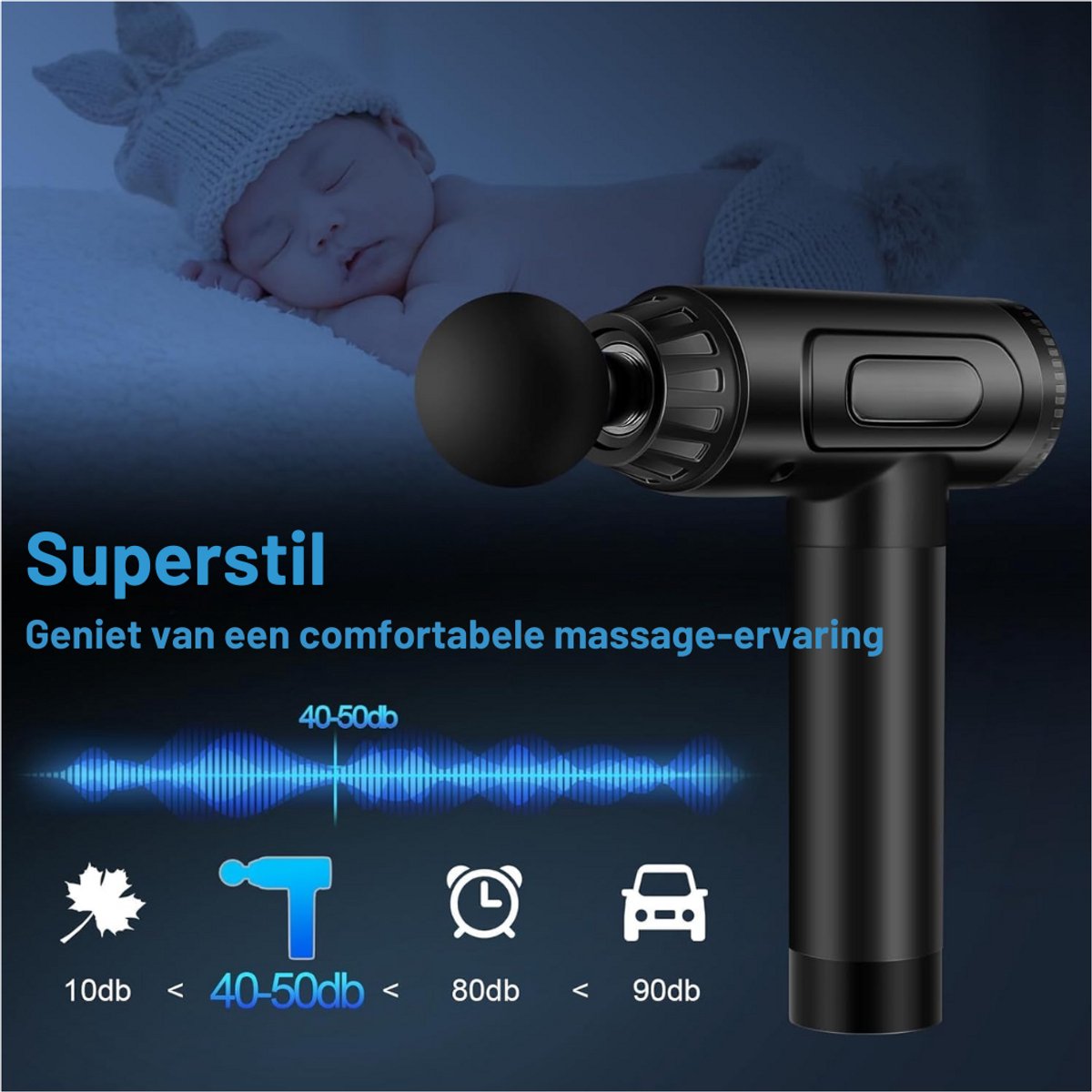 Afbeelding 2 van Zavira® Massage gun - Pistool - Theragun - Draadloos - Zwart