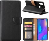 Huawei P Smart+ (Plus) Zwart Booktype / Portemonnee TPU Lederen Hoesje