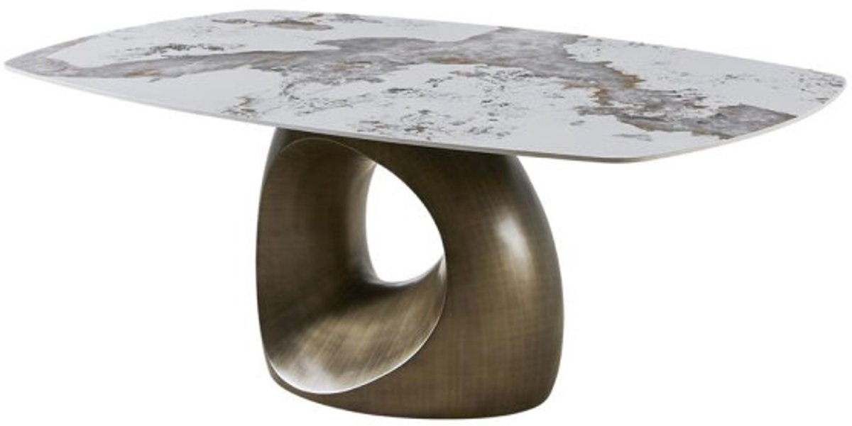 Tower Living Eettafel Castello - Deens Ovaal Off White/Brons Keramiek - 220x120x75cm