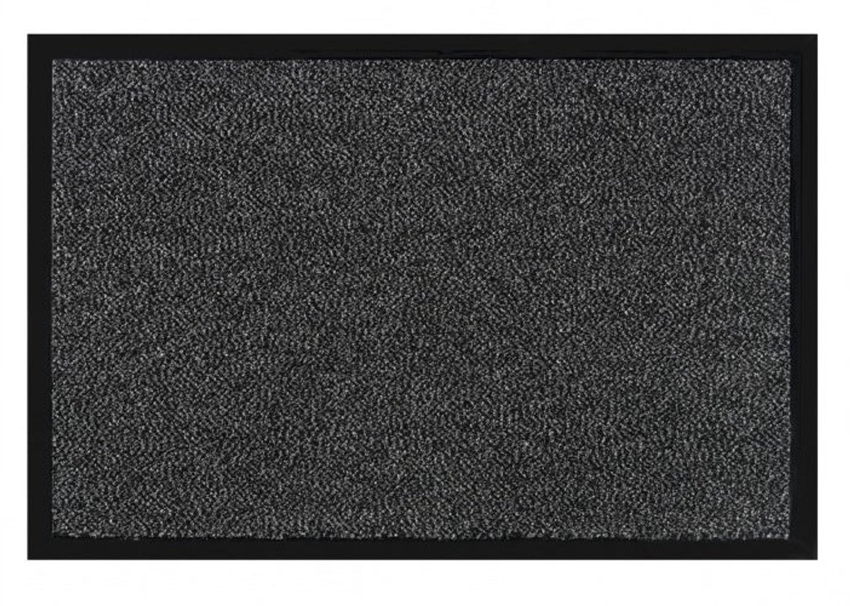 Schoonloopmat Shannon antraciet 45x75cm - Velours - Met rand - Antislip - Voor binnen
