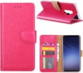 Ntech Hoesje Geschikt Voor Samsung Galaxy S9 Plus Portemonnee / Booktype TPU Lederen Hoesje Roze