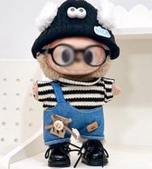Without Lemon - Schattig Monstertje Poppenkleding Setje - Muts, Bril, kleding en Schoenen - Geschikt voor Labubu-pop - Geen pop inbegrepen -Zwart