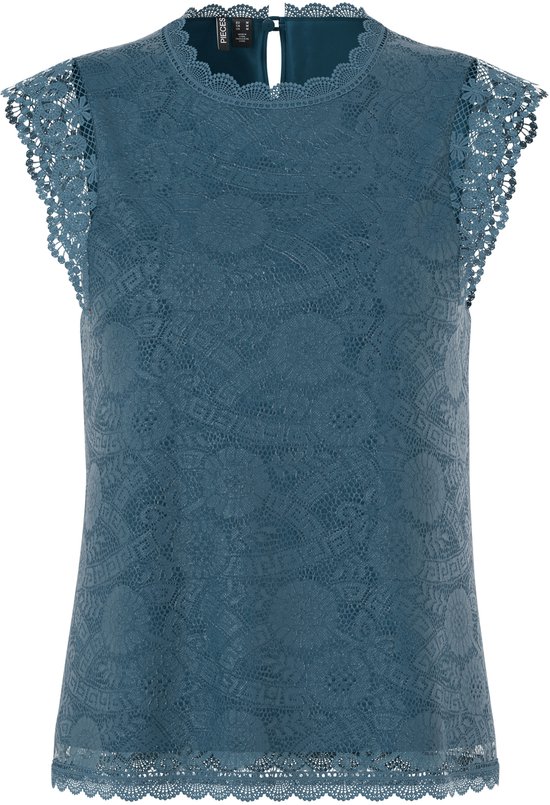 Pieces Top Pcolline Sl Lace Top Noos 17120454 Reflecting Pond Dames Maat - S