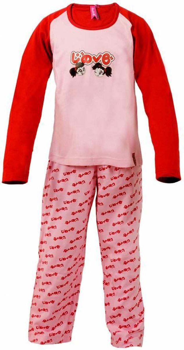 AnnaRebella Meisjes Pyjama Roze-Rood PYM24001B maten: 128