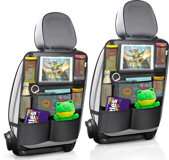 Organisateur De Siège Auto - Lot De 2 Sacs De Rangement Avec Poches - Pour Téléphone, Snacks, Bouteilles - Noir - Byfoyif