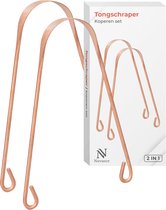 Nuvance Tongschraper Koper - 2 in 1 Set - voor Mondverzorging - Tongreiniger - Tong Schraper - Tongue Scraper