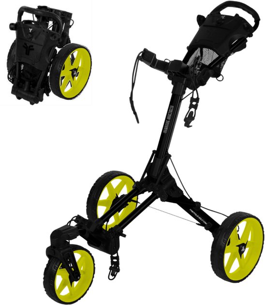 Fastfold Dice ultralichte golftrolley met zwenkwiel (zwart-geel) van FastFold — afbeelding 2