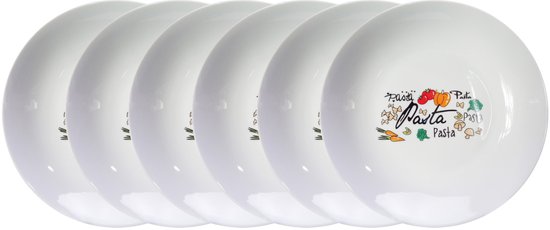 Haute Cuisine Pastabord - Ø 21 x H4,5 cm - Set-6 - Keramiek