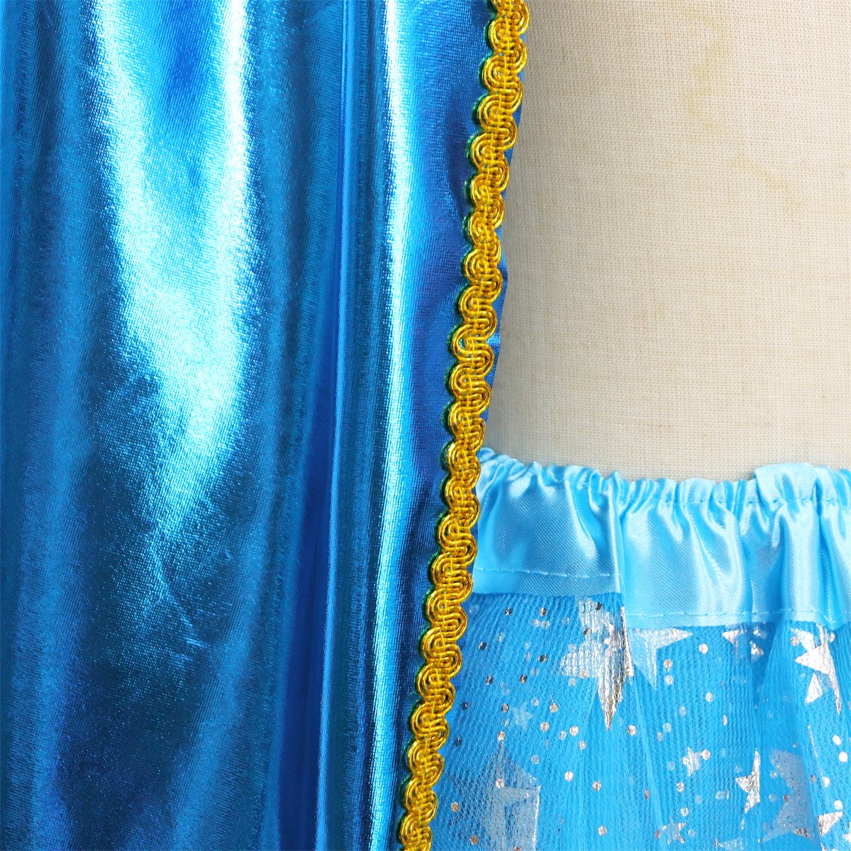Joya Kids® Verkleedset Meisje | Superhelden Outfit Kind | Tutu Rok + Metallic Cape + Masker | Superheldin Ster | Prinses | Meisje Verkleedset | Prinsessencape | Carnaval | Verkleedkleding 3-delig | Blauw — afbeelding 5