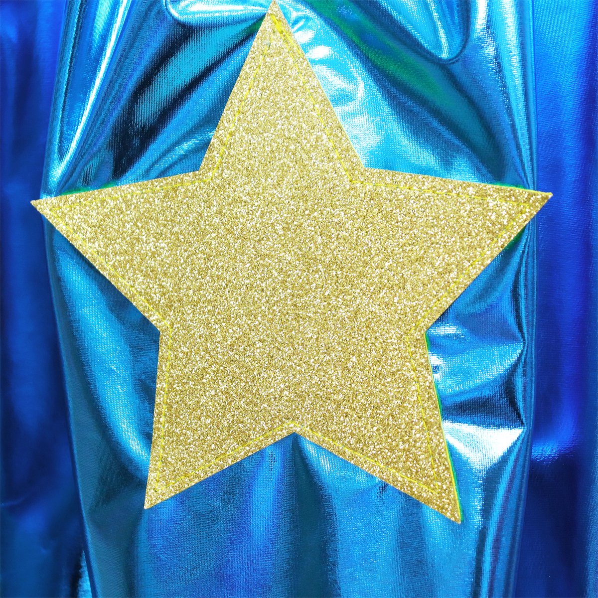 Joya Kids® Verkleedset Meisje | Superhelden Outfit Kind | Tutu Rok + Metallic Cape + Masker | Superheldin Ster | Prinses | Meisje Verkleedset | Prinsessencape | Carnaval | Verkleedkleding 3-delig | Blauw — afbeelding 3